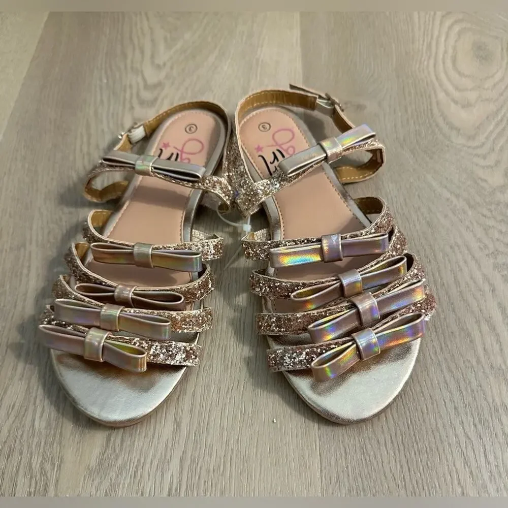 NWOT Olivia Miller Little Girls Size 3 Slingback Sandals in Rose Gold Glitter